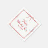 Custom Valentine's Day Party Niedlich Red Bow Hear Serviette (Ecke)