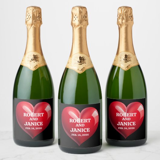 Custom valentines day personalize heart gift schaumweinetikett (Flaschen)