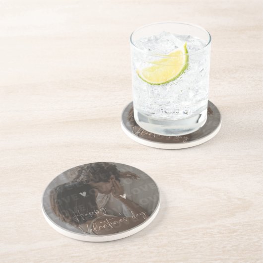 Custom Valentine's Day Romantic Couple Foto Getränkeuntersetzer (Seite)