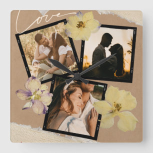Custom Valentine's Day Romantic Couple Foto Quadratische Wanduhr