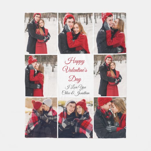 Custom Valentine's Day Romantische Liebe FotoColla Fleecedecke (Vorderseite)