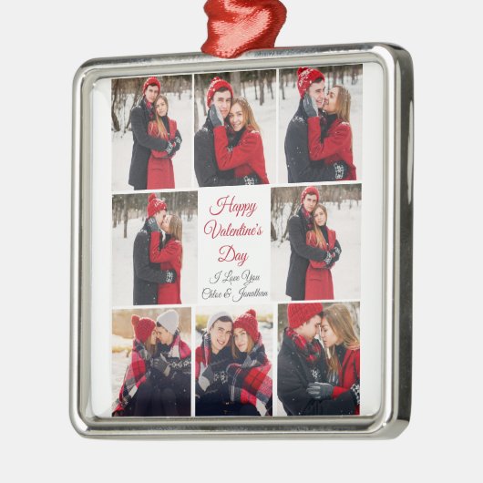 Custom Valentine's Day Romantische Liebe FotoColla Ornament Aus Metall (Links)