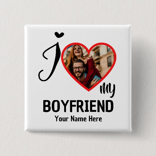 Custom Valentines Herz Foto I Liebe Mein Freund Button (Vorderseite)