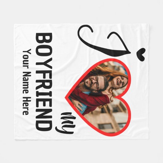 Custom Valentines Herz Foto I Liebe Mein Freund Fleecedecke (Vorderseite (Horizontal))