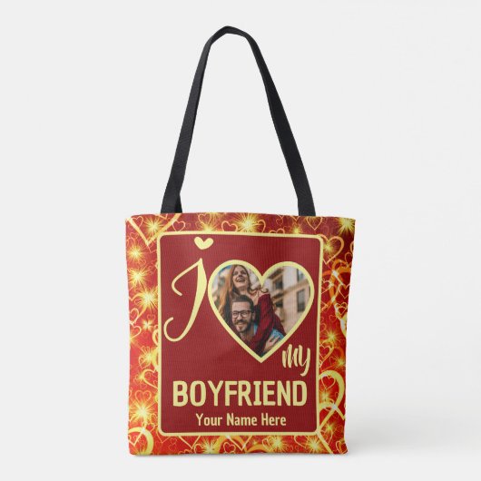Custom Valentines Herz Foto I Liebe Mein Freund Tasche (Rückseite)