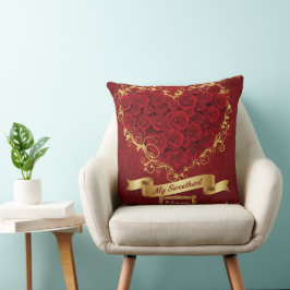 Custom Valentine'S Red Rose Heart Love  Kissen