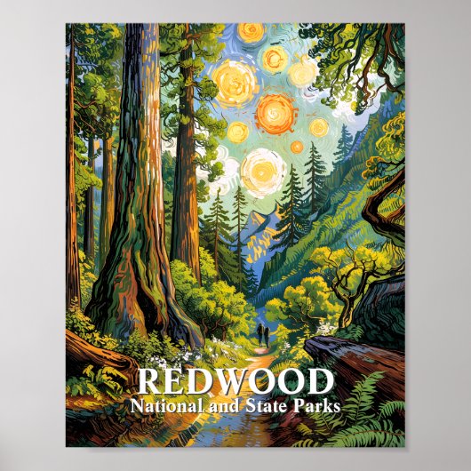 Custom Van Gogh Redwood National Park Hiking Trail Poster (Vorne)