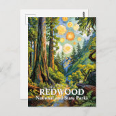 Custom Van Gogh Redwood National Park Hiking Trail Postkarte (Vorne/Hinten)