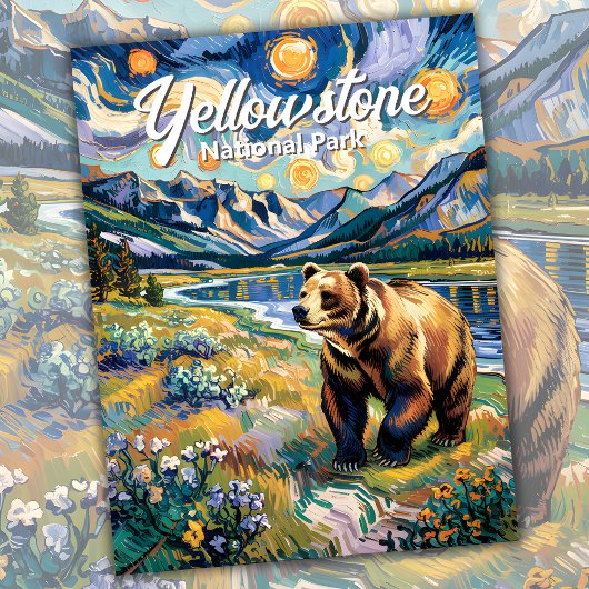 Custom Van Gogh Yellowstone Nationalpark Bear Postkarte