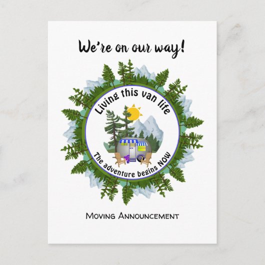 Custom Van Life CARAVAN Camping Ankündigungspostkarte (Vorderseite)