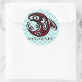 Custom Vancouver Native American Orca Killer Whale Runder Aufkleber (Tasche)