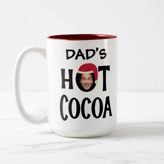 Custom Vater Face & Name Hot Cocoa Weihnachten Zweifarbige Tasse (Links)