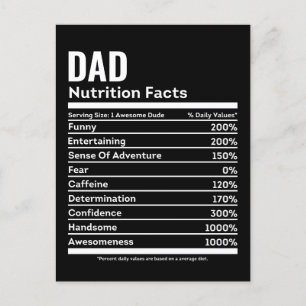 Custom Vater Nutrition Facts Funny Vatertag Card Postkarte