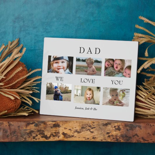 Custom Vater Wir Liebe Sie B/W Foto Gray Collage P Fotoplatte (Seite)