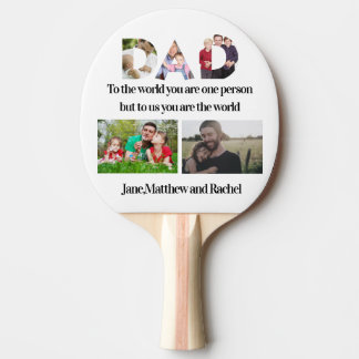 Custom Vatertag 5 Foto Collage Tischtennis Schläger