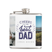 Custom Vatertag Flask - 2 Foto Collage & Name Flachmann (Vorderseite)