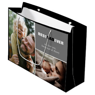Custom Vatertag Foto Bester Vater je großes Gesche Große Geschenktüte