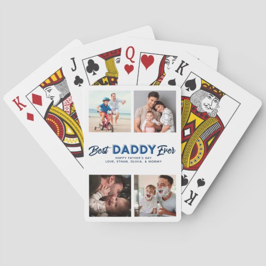 Custom Vatertag Foto Collage Bester Papa je Spielkarten (Rückseite)