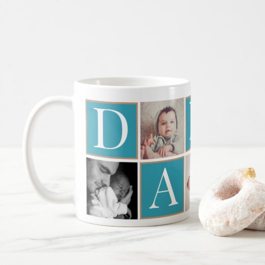 Custom Vatertag Foto Collage Tasse (Mit Donut)