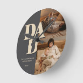 Custom Vatertag Foto Collage | VATER - Runde Wanduhr (Winkel)