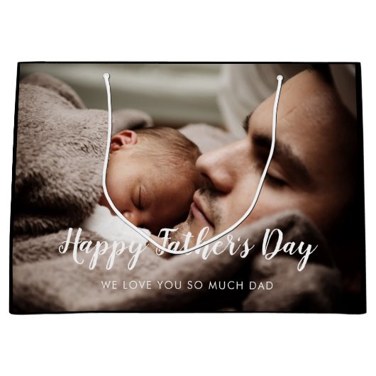 Custom Vatertag Foto Große Geschenktasche Geschenktüte (Vorderseite)
