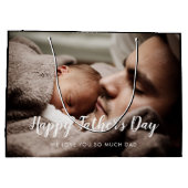 Custom Vatertag Foto Große Geschenktasche Geschenktüte (Rückseite)