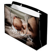 Custom Vatertag Foto Große Geschenktasche Geschenktüte (Rückseite Schrägansicht)