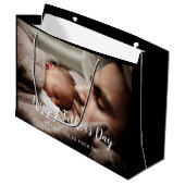 Custom Vatertag Foto Große Geschenktasche Geschenktüte (Vorderseite Schrägansicht)