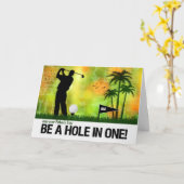 Custom Vatertag Loch in einem Golf Thema Karte (Gelbe Blume)