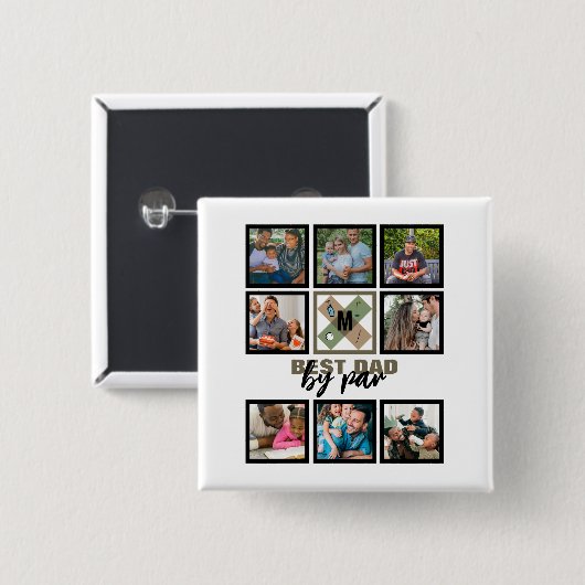 Custom Vathday Best Vater Par 8 FotoCollage Button (Vorne & Hinten)