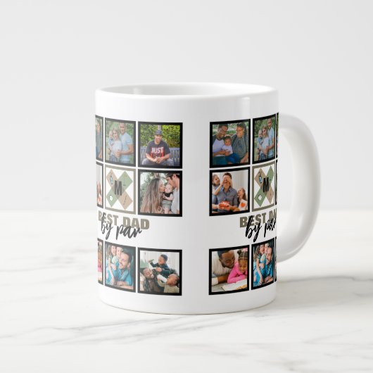 Custom Vathday Best Vater Par 8 FotoCollage Jumbo-Tasse (Vorderseite Rechts)