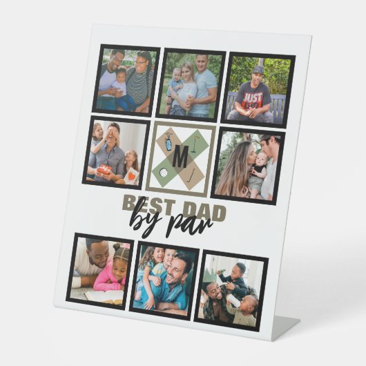Custom Vathday Best Vater Par 8 FotoCollage Sockelschild (Vorderseite)