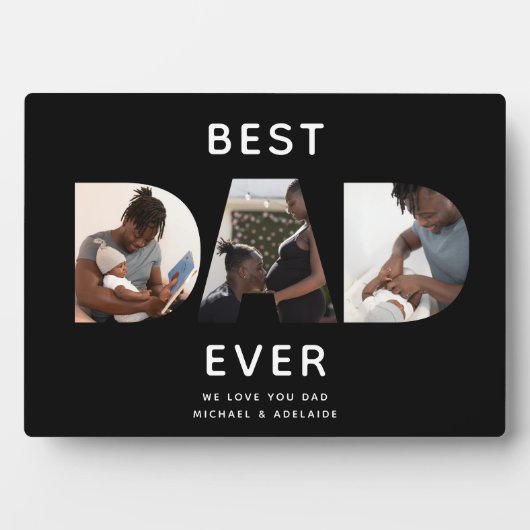Custom Vathers Day Foto Collage Bester Vater Skrip Fotoplatte (Vorderseite)