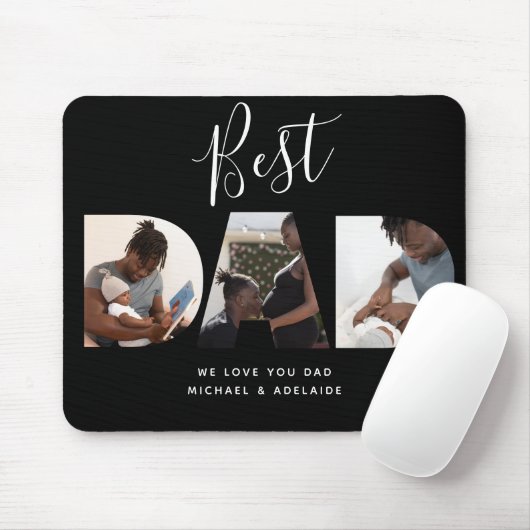 Custom Vathers Day Foto Collage Bester Vater Skrip Mousepad (Mit Mouse)