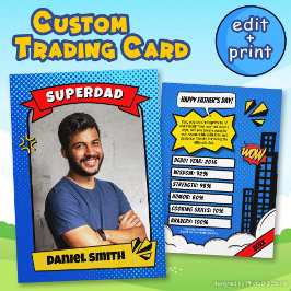 Custom Vathers Day Trading Card Fun Superdad Comic Telefonnummerkarte