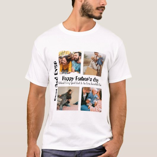 Custom Vathers Tag 4 Foto Collage Bester Vater je T-Shirt (Vorderseite)