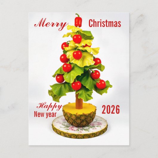 Custom Vegetables Christmas Tree, Lettuce Leaves  Postkarte (Vorderseite)