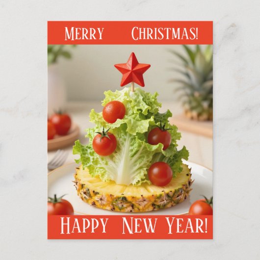 Custom Vegetables Christmas Tree, Lettuce Leaves Postkarte (Vorderseite)