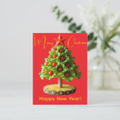 Custom Vegetables Christmas Tree, Lettuce Leaves  Postkarte (Stehend Vorderseite)