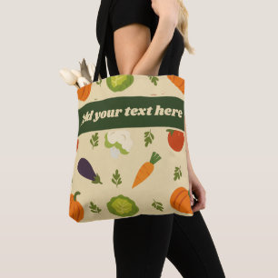 Custom Veggie Tote Bag Sunshine & Veggies Muster Tasche