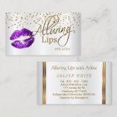 Custom - Verführerisch Lips Gold Confetti & Lila L Visitenkarte (Vorne/Hinten)