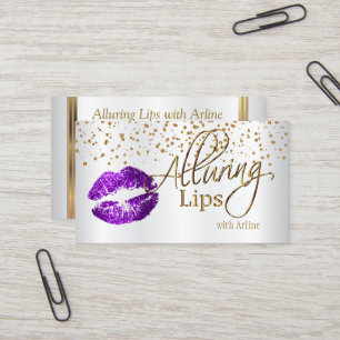 Custom - Verführerisch Lips Gold Confetti & Lila  Visitenkarte
