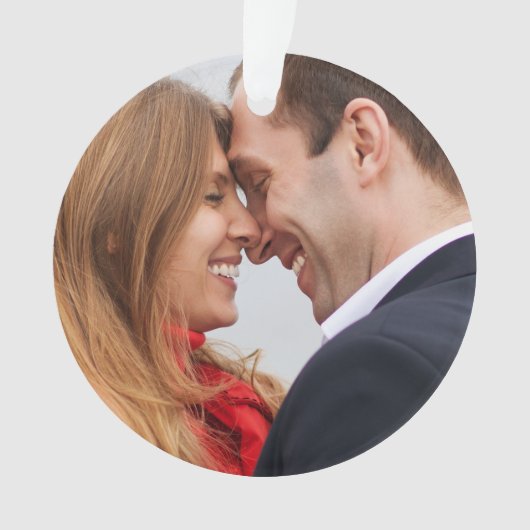 Custom Verlobt Couple Foto Holiday Ornament (Vorderseite)