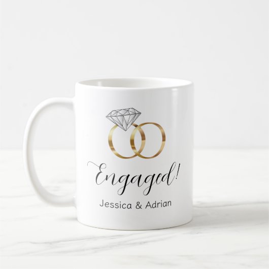 Custom Verlobt Diamond Wedding Rings Verlobung Kaffeetasse (Links)