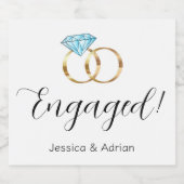 Custom Verlobt Gold Diamond Rings Schaumweinetikett (Einzelnes Label)