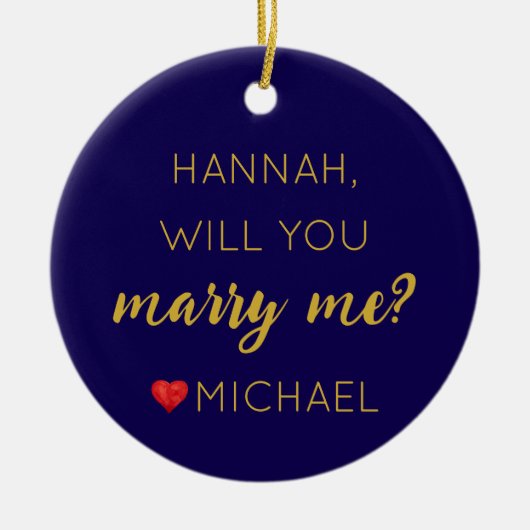 Custom Verlobung Personalisiert Heiraten Sie mir Keramik Ornament (Vorne)