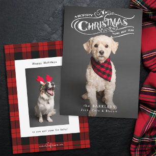 Custom Verziert Christmas Typografy Pet Foto Feiertagskarte