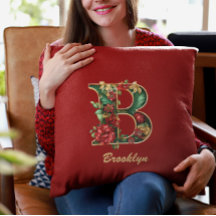 Custom Verziert Monogram B Christmas Red Gold