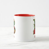 Custom Verziert Monogram B Christmas Red Gold Tass Tasse (Zentrum)