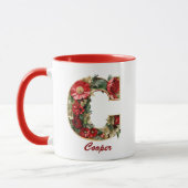 Custom Verziert Monogram C Christmas Red Gold Tass Tasse (Links)